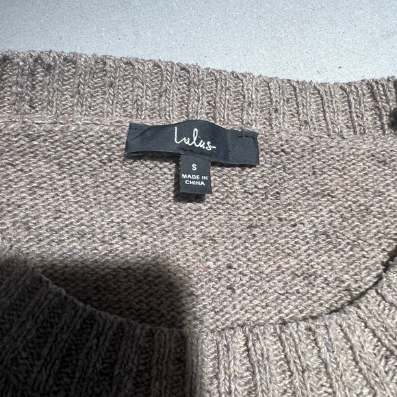 Lulus Snuggle Season Grey Multi Striped Balloon Sleeve Sweater - Picture 5 of 6